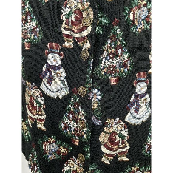 Vintage Christmas Santa Women's L Tapestry Vest Vintage Adjustable Bobbie Brooks - Picture 8 of 10